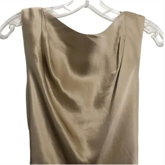 SALONI Silk Jen Dress Sleeveless Midi Length in Gold Crepe Size 4 - Picture 10 of 10